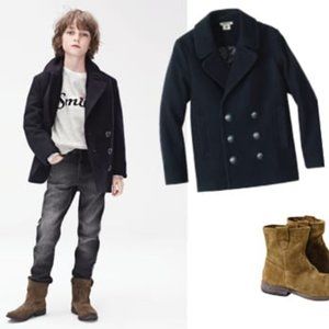 Isabel Marant H&M Boy’s Winter Heavy Reinforced  Peacoat  Coat Navy Blue 11-12 Y